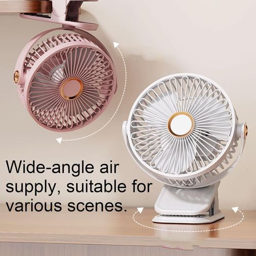 3 in 1 Portable Clip Fan with Hook, 360° Adjustable Desk Fan with 3-speed LED Light, 5 Speeds Quiet Cooling Fan, Strong Wind