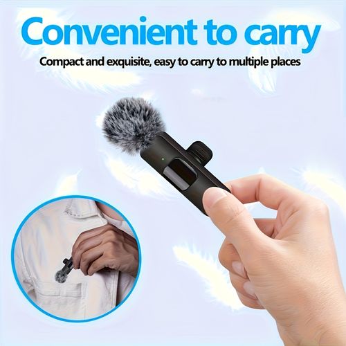 Beekinn Wireless Lavalier Clip-On Microphone - USB-C Rechargeable, 2.4GHz, Plug & Play, for iPhone, iPad, Android, Audio Video Recording, Live Streaming, Interview