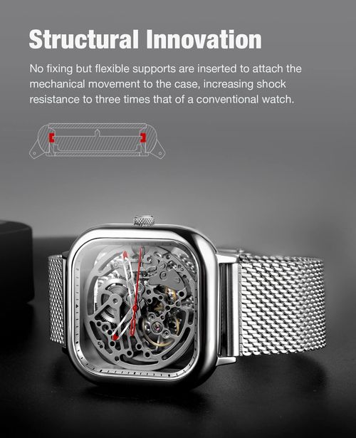 CIGA Design Automatic Skeleton Watch – Unisex Mechanical Wristwatch with Sapphire Glass, Milanese & Leather Straps – Stylish Gift for Men & Women​