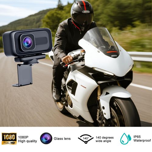 Motorcycle Dash Cam, Motorcycle Riding Recorder for Electric Dirt Bike, Bicycle, 2K Camera, 120° Wide Angle, IP65 Waterproo