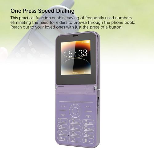 2G Flip Cell Phone, 2.6 HD Display, Big Buttons, Clear Sound, High Resolution Camera, Built in LED Flashlight, Mobile Phone with 1400mAh Battery for Seniors (Violet)