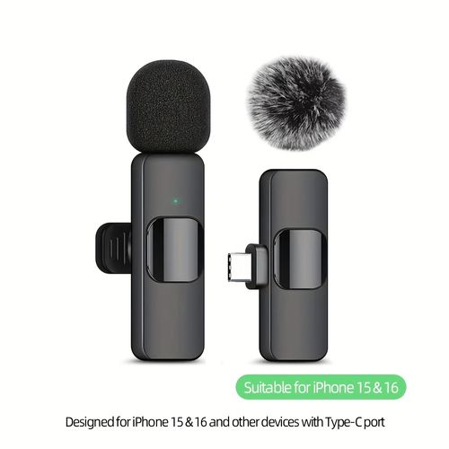 Beekinn Wireless Lavalier Clip-On Microphone - USB-C Rechargeable, 2.4GHz, Plug & Play, for iPhone, iPad, Android, Audio Video Recording, Live Streaming, Interview