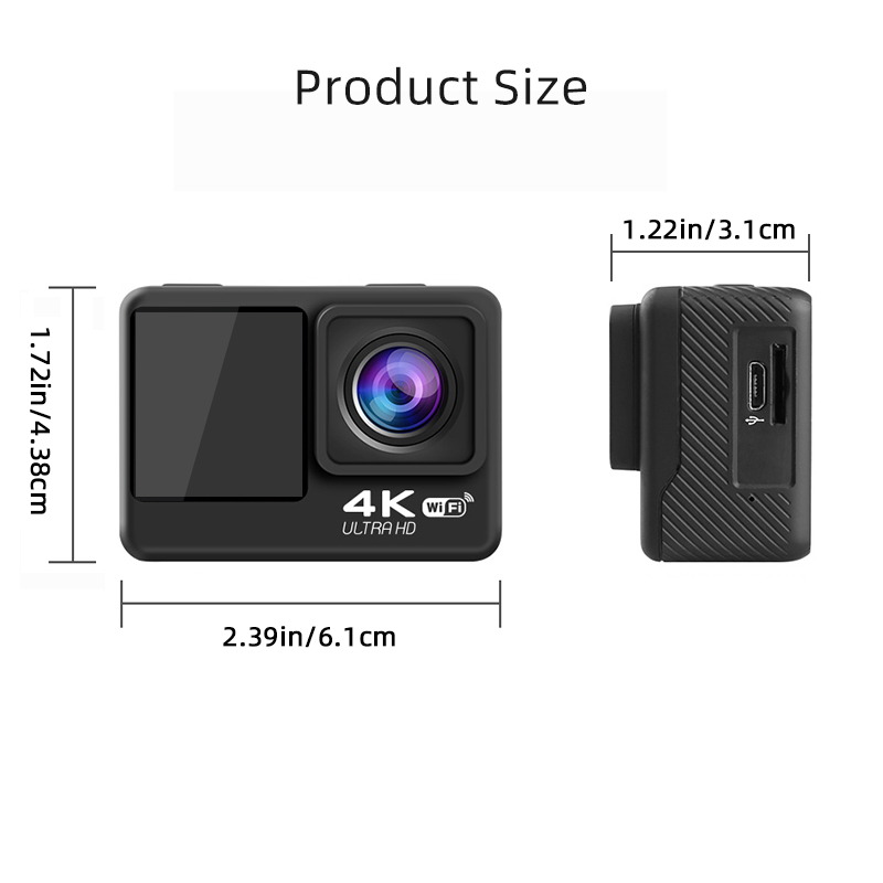 Cross-Border 4K Sports Camera: High-Definition Dual-Screen Waterproof Motorcycle Riding Recorder 复制
