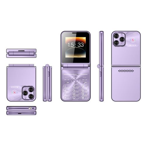 2G Flip Cell Phone, 2.6 HD Display, Big Buttons, Clear Sound, High Resolution Camera, Built in LED Flashlight, Mobile Phone with 1400mAh Battery for Seniors (Violet)
