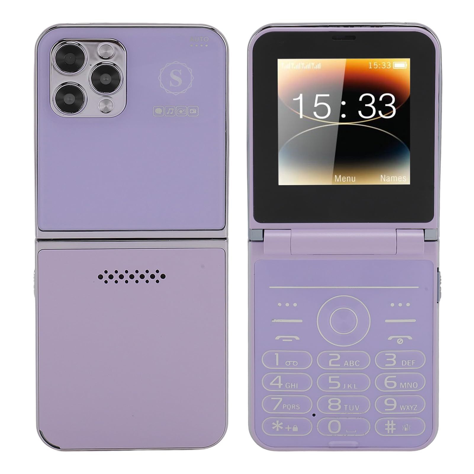 2G Flip Cell Phone, 2.6 HD Display, Big Buttons, Clear Sound, High Resolution Camera, Built in LED Flashlight, Mobile Phone with 1400mAh Battery for Seniors (Violet)