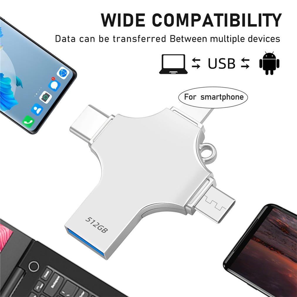 4 In 1 Memory 128 GB Micro SD Card Reader For IPhone Ipad Android Mac PC Camera Type C Lighting Usb C Android Reader Portable Reader