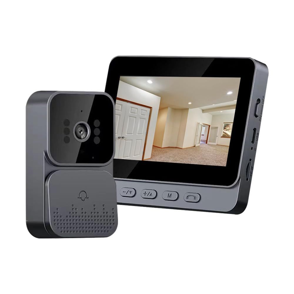 Matybobe Wireless Video Doorbell-4.3inch Screen Display and Doorbell Camera Kit, Wireless Smart High-Definition Video Monitoring Intelligent Doorbell, 2-Way Talk, Night Vision, Low Power Consumption