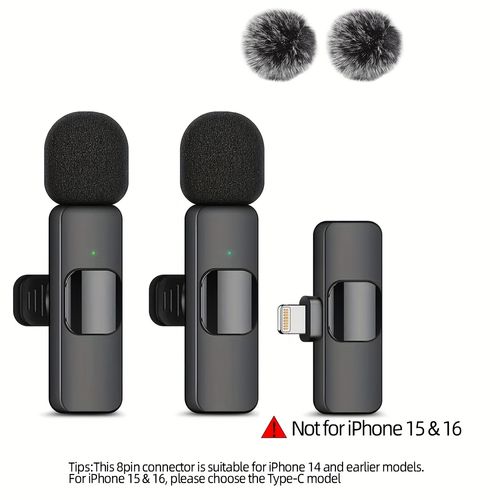 Beekinn Wireless Lavalier Clip-On Microphone - USB-C Rechargeable, 2.4GHz, Plug & Play, for iPhone, iPad, Android, Audio Video Recording, Live Streaming, Interview