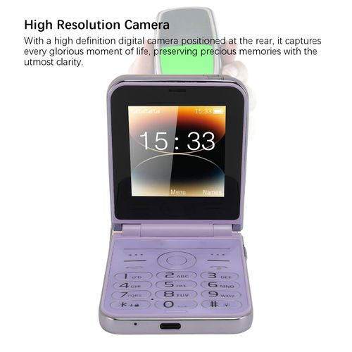 2G Flip Cell Phone, 2.6 HD Display, Big Buttons, Clear Sound, High Resolution Camera, Built in LED Flashlight, Mobile Phone with 1400mAh Battery for Seniors (Violet)