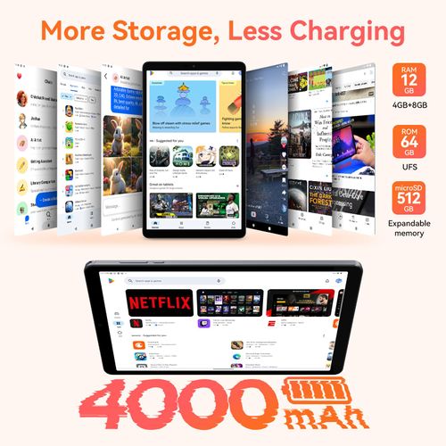 Lenovo Tab M8 Tablet, HD Android Tablet, Quad-Core Processor, 2GHz, 32GB Storage, Full Metal Cover, Long Battery Life, Android 10 Pie, Iron Grey