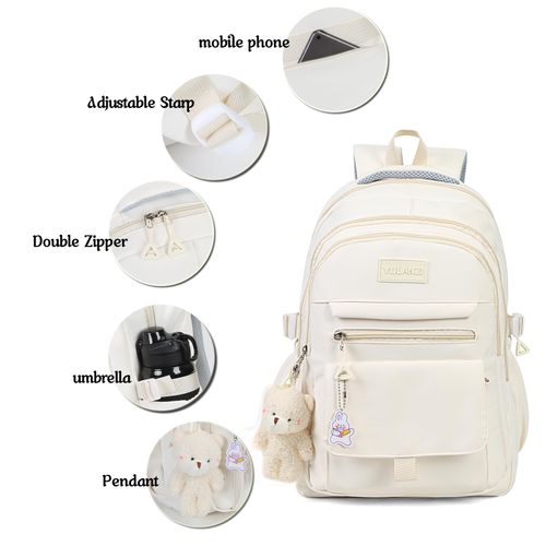 Girls Backpack for College High Middle School Student, Cute Aesthetic Bookbag for Teens Women