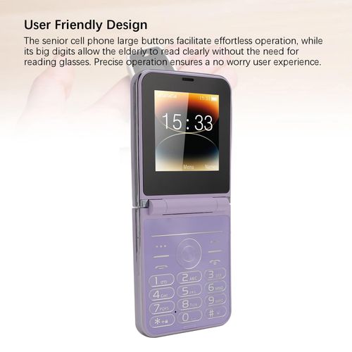 2G Flip Cell Phone, 2.6 HD Display, Big Buttons, Clear Sound, High Resolution Camera, Built in LED Flashlight, Mobile Phone with 1400mAh Battery for Seniors (Violet)