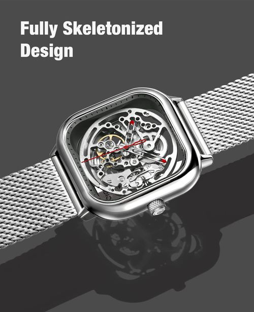 CIGA Design Automatic Skeleton Watch – Unisex Mechanical Wristwatch with Sapphire Glass, Milanese & Leather Straps – Stylish Gift for Men & Women​
