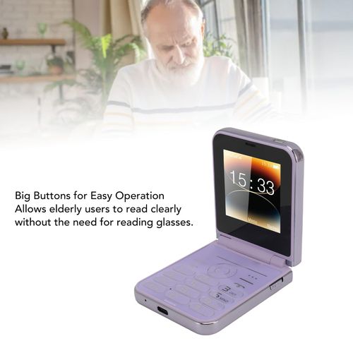 2G Flip Cell Phone, 2.6 HD Display, Big Buttons, Clear Sound, High Resolution Camera, Built in LED Flashlight, Mobile Phone with 1400mAh Battery for Seniors (Violet)