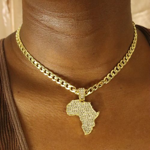Africa Map Iced Chain Necklace&Hip-Hop