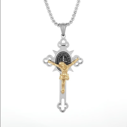 （💥Lucky necklace💥）🙏You're lucky ST.Benedict Protection Cross Power Pendant Necklace🙏