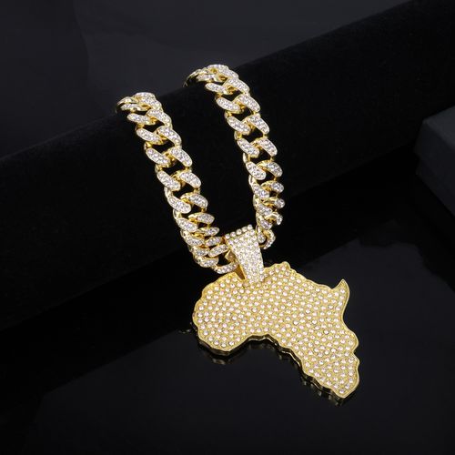 Africa Map Iced Chain Necklace&Hip-Hop