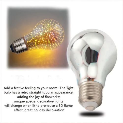 A60 Fireworks Light Bulb - Colorful Christmas Decor, RGB Multicolor Glass Ball Lamp, 5W Power Output, No Battery Required
