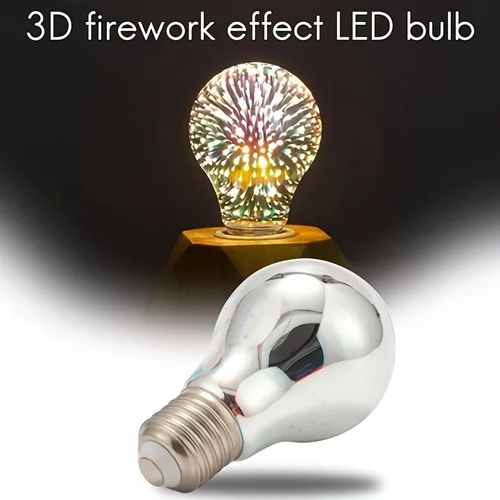 A60 Fireworks Light Bulb - Colorful Christmas Decor, RGB Multicolor Glass Ball Lamp, 5W Power Output, No Battery Required