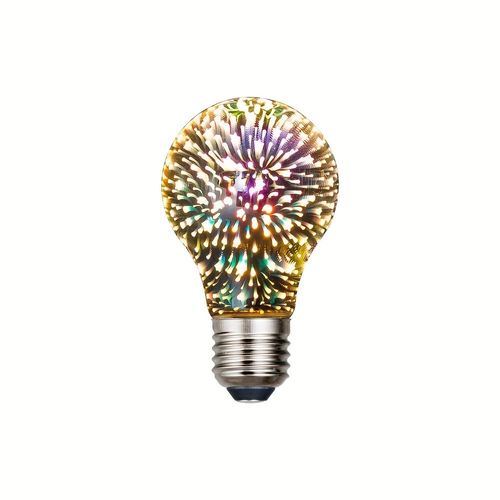 A60 Fireworks Light Bulb - Colorful Christmas Decor, RGB Multicolor Glass Ball Lamp, 5W Power Output, No Battery Required