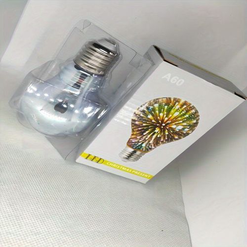 A60 Fireworks Light Bulb - Colorful Christmas Decor, RGB Multicolor Glass Ball Lamp, 5W Power Output, No Battery Required