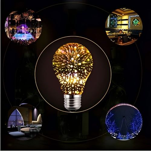 A60 Fireworks Light Bulb - Colorful Christmas Decor, RGB Multicolor Glass Ball Lamp, 5W Power Output, No Battery Required