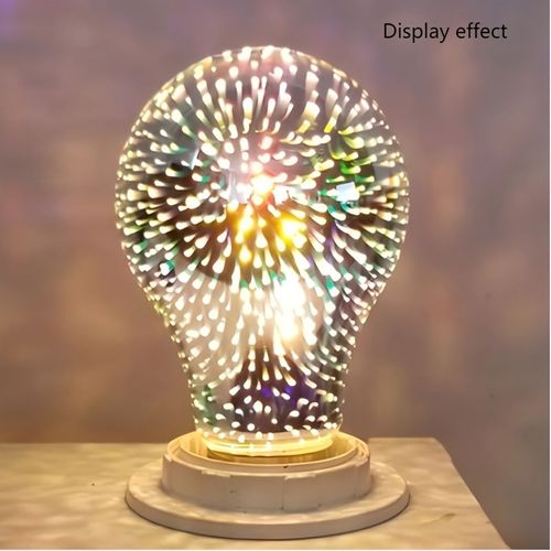 A60 Fireworks Light Bulb - Colorful Christmas Decor, RGB Multicolor Glass Ball Lamp, 5W Power Output, No Battery Required