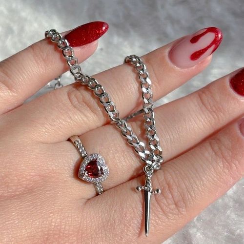 Sword and Heart Pendant Jewelry Set