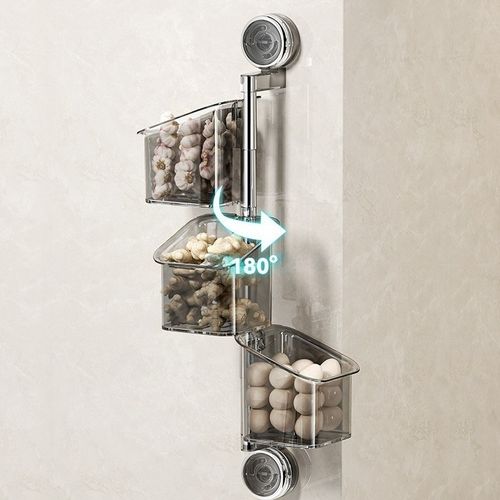 3pcs Suction Cup Adjustable Hanging Basket Storage Box