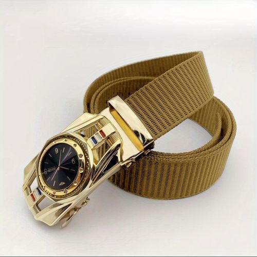 Men'S Casual Outdoor Belt with Watch Face Design