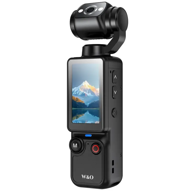 Vlogging Camera, Portable 2.5K Ultra HD Video Recorder with 180° Rotating Lens, Handheld Stabilizer Pocket Camera
