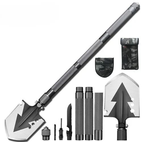 Rhino USA Survival Shovel w Pick Heavy Duty Carbon Steel Military Style Entrenching Tool for Offroad, Camping, Digging Dirt, Sand, Mud & Snow 5 sales