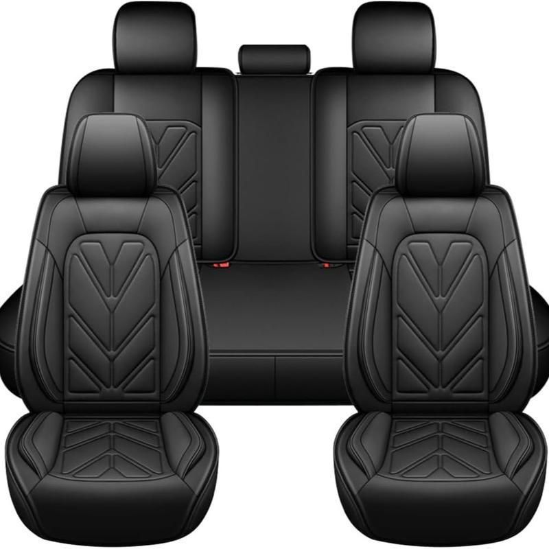 Arespark 5 Seats Car Seat Covers Full Set Waterproof Nappa Leather 40-60 Spilt Bench Cover Universal For Nissan Honda Civic CRV Hrv Kia Sorento Toyota Corolla 4Runner Camry Hyundai Mazda (Full Set)