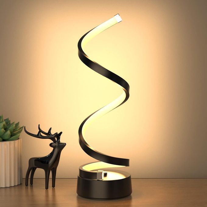 Beqqk Black Spiral LED Desk Lamp - USB Powered, 3 Color Temperatures, Minimalist Design