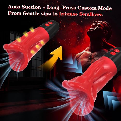 Male adult sex toys - Squeezable soft sleeve automatic suction vibrating machine, vibrator stroke trainer, male pump suction cup sex toy pocket cat
