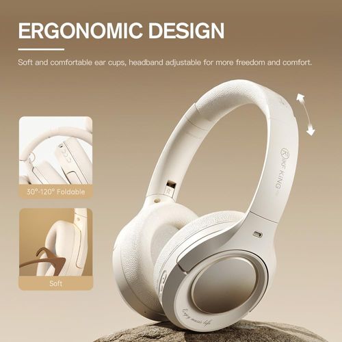 King Pro Active Noise Cancelling Wireless Headphones, Over-Ear Bluetooth Headset with HD Microphone, 90H ANC Playtime, Transparency Mode, Deep Bass, Multi-Point, App Adjustment