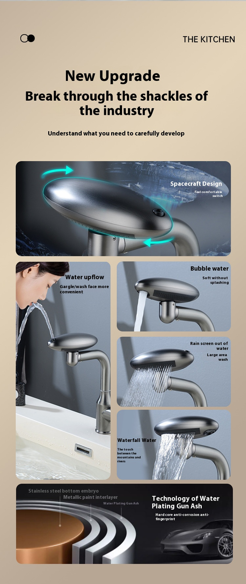 Spacecraft basin fucet wash basina hot and cold wash basin bathroom toilet wash multi-function faucet