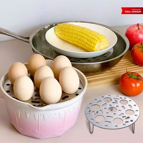 Silver Stainless Steel Steamer Rack with Stand for Cooking