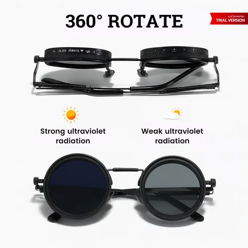 Adjustable Tint Rounded Polarized Lenses Retro Sunglasses