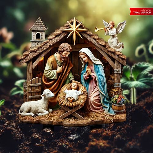 2D Acrylic Nativity Scene | Star of Bethlehem Christ Child Decoration
