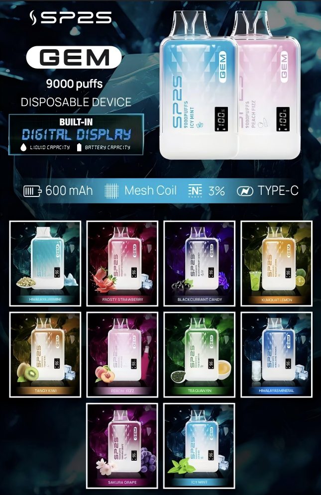 SP2S思博瑞9000口拋棄式一次性電子煙多種口味選擇ILIA糖果雲煙館