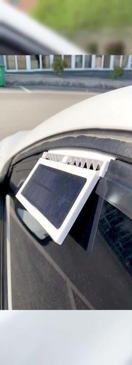 Solar-powered car ventilation fan (white)