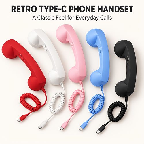 Retro-style mobile phone handset (white)