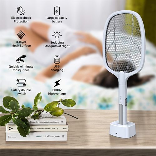 2-in-1 Retractable/Foldable Mosquito Swatter and Mosquito Lamp – Automatic Mosquito Attractant and Repellent Device