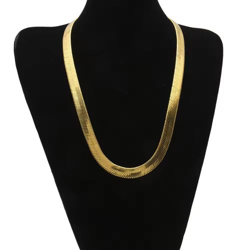 10mm mens mens comprimento ouro largura espinha de peixe cadeia colar 18k ouro lâmina cadeia jóias colar