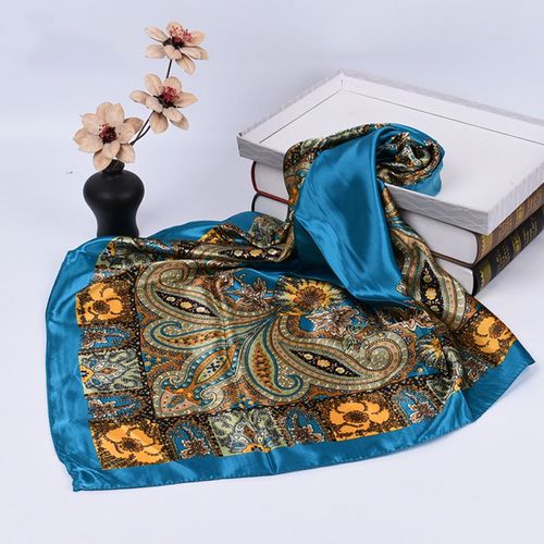 Half-price new four-piece set paisley satin silk scarf – for shawl & headscarf use