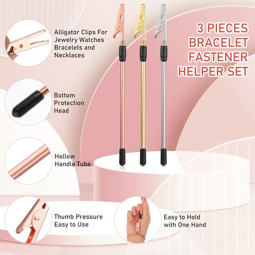 3Pcs Bracelet Helper Tool Necklace Bracelet Jewelry Clasp Helper Clips for Bracelets Fastener Helpers Assistant Tool for Women