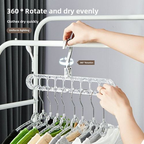 Space Saving Magic Nine-hole Hangers Multi-function Vertical and Horizontal Rotating Thick Hanging Clothes Pants Storage Closet
