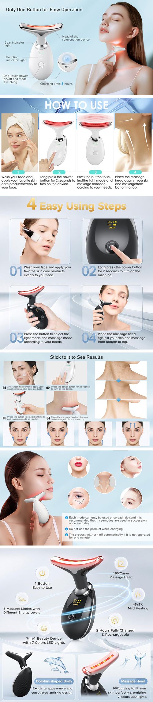 This neck beauty device (also a neck wrinkle massager) works as a facial tightening device too.