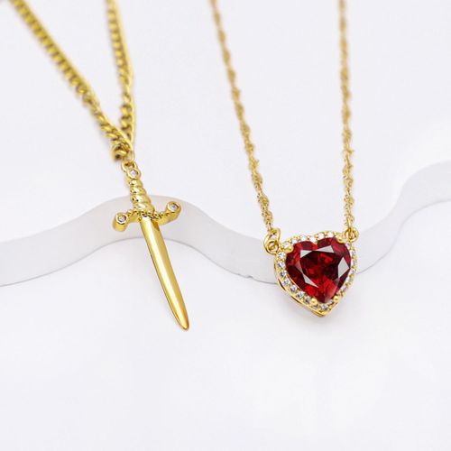 Heart-pierced by an arrow couple pendant necklace